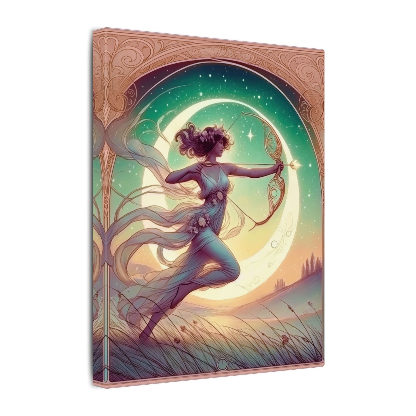 Artemis Rising – Celestial Archer Art Nouveau Wall Art