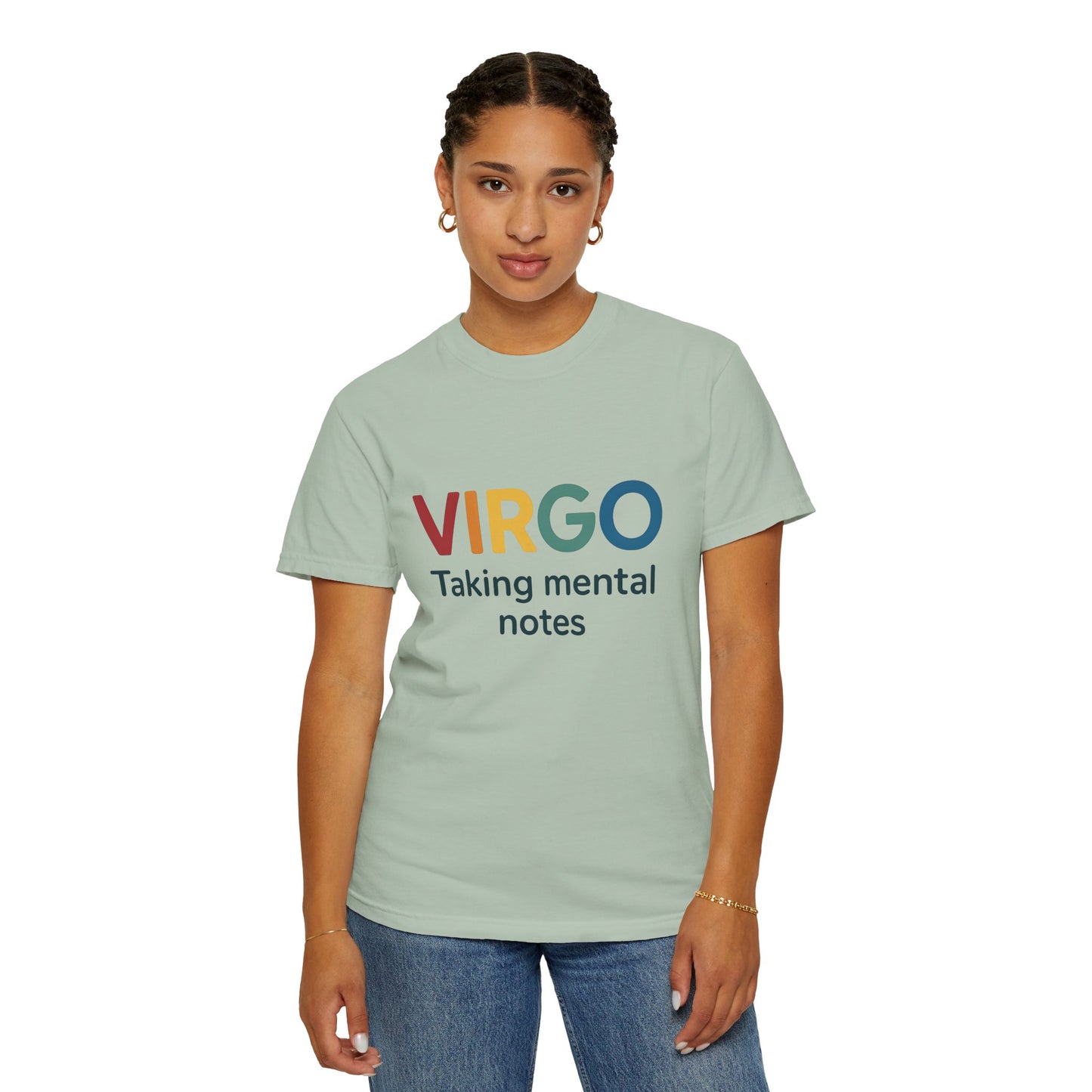 VIRGO Taking Mental Notes – Rainbow Minimalist Zodiac Tee