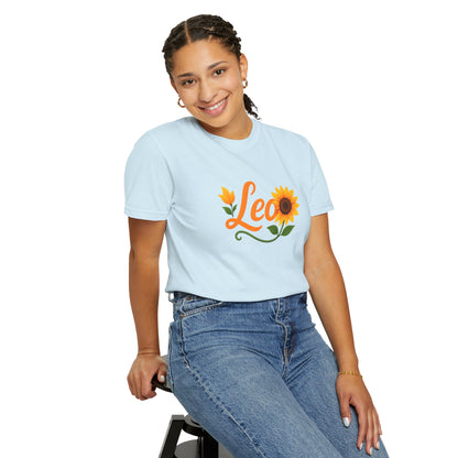 Leo Sunflower Tee – Retro Zodiac Shirt
