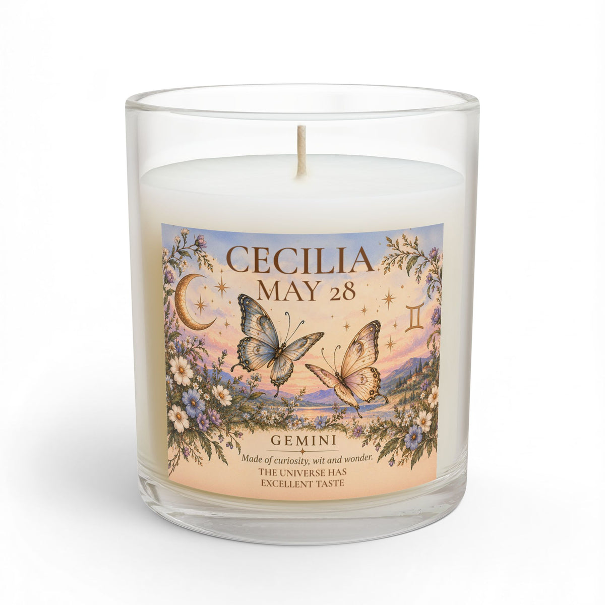 Personalized Gemini Zodiac Candle | Butterfly Astrology Gift