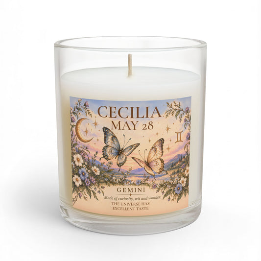 Personalized Gemini Zodiac Candle | Butterfly Astrology Gift