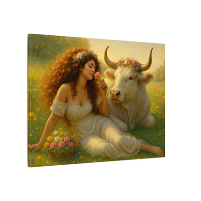 Beauty and the Bull: Art Nouveau Taurus Goddess Wall Art