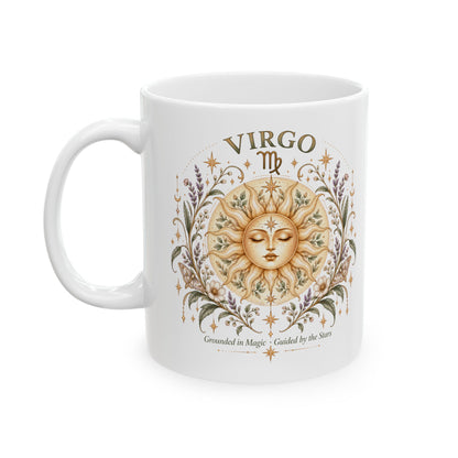 Boho Celestial Sun Virgo Zodiac Mug Floral Astrology Coffee Mug