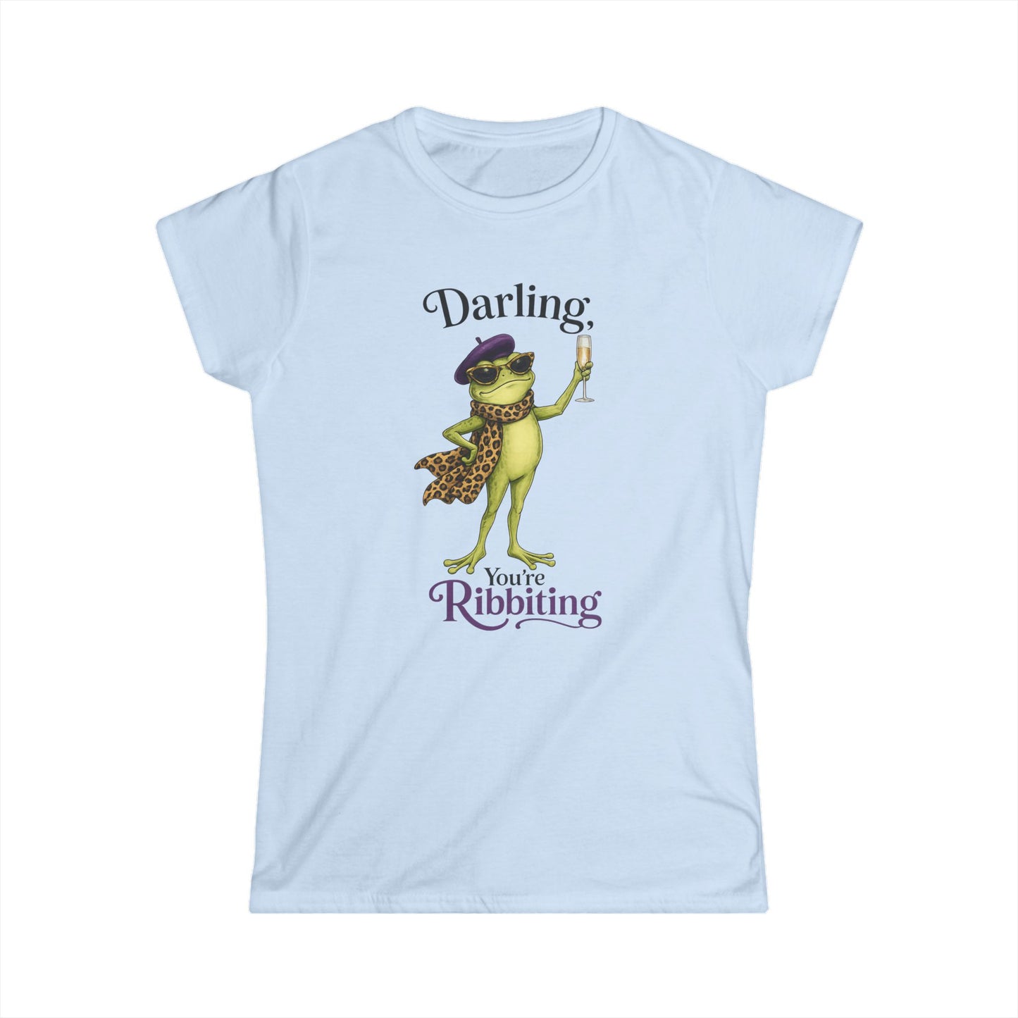 Darling, You’re Ribbiting Women’s Frog Tee | Funny Fashion Frog Affirmation Shirt | Glam Frog Graphic Tee