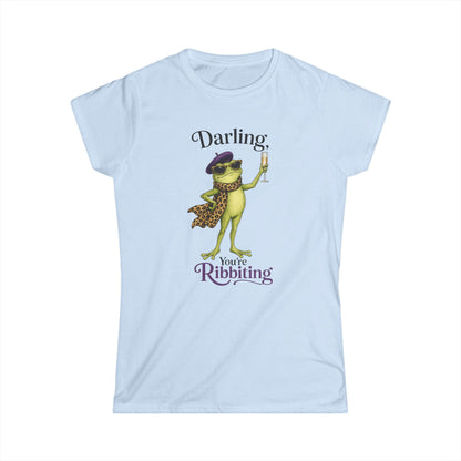 Darling, You’re Ribbiting Women’s Frog Tee | Funny Fashion Frog Affirmation Shirt | Glam Frog Graphic Tee
