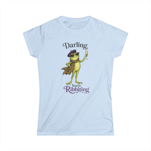 Darling, You’re Ribbiting Women’s Frog Tee | Funny Fashion Frog Affirmation Shirt | Glam Frog Graphic Tee