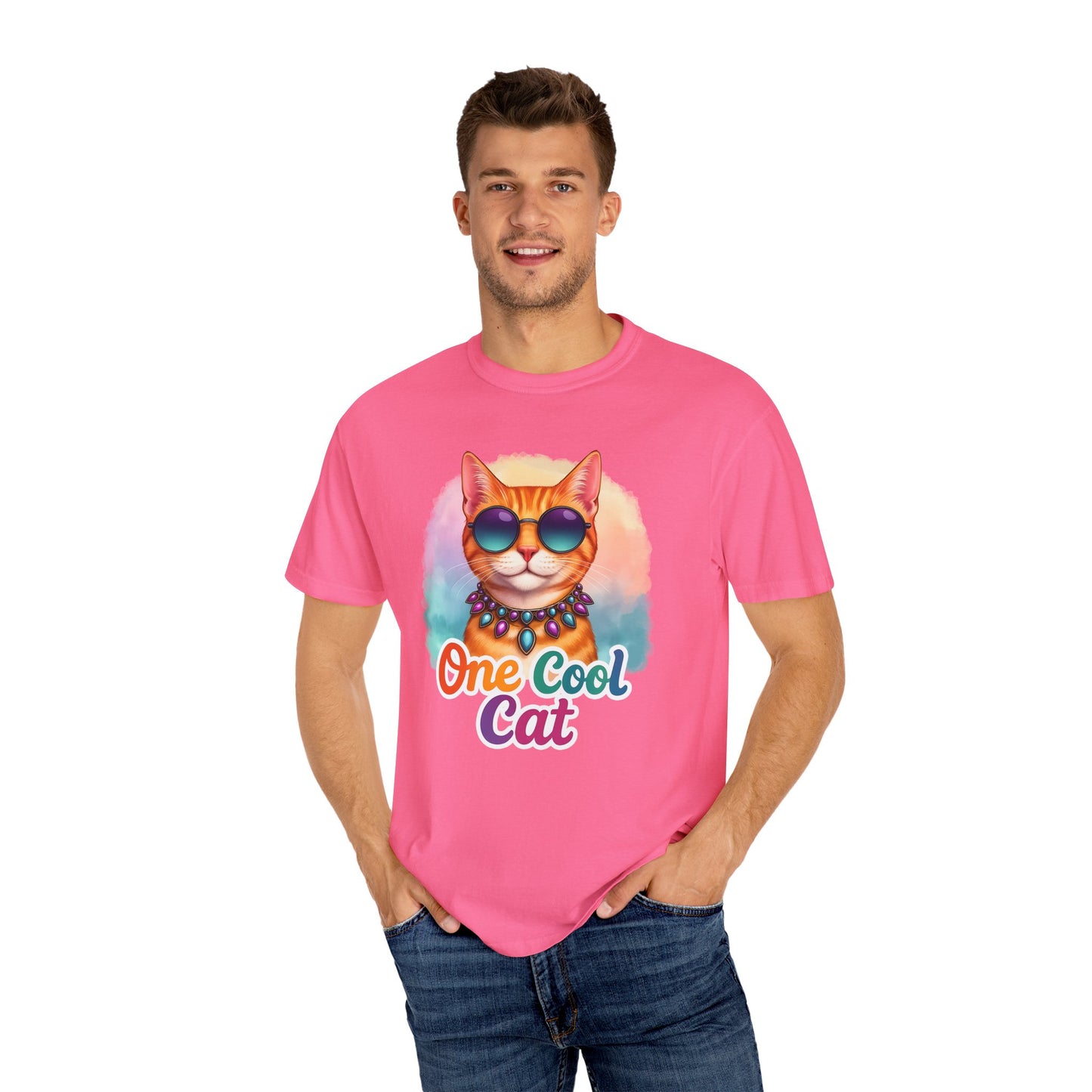 One Cool Cat  -  Funny Retro Groovy Cat Lover Tee