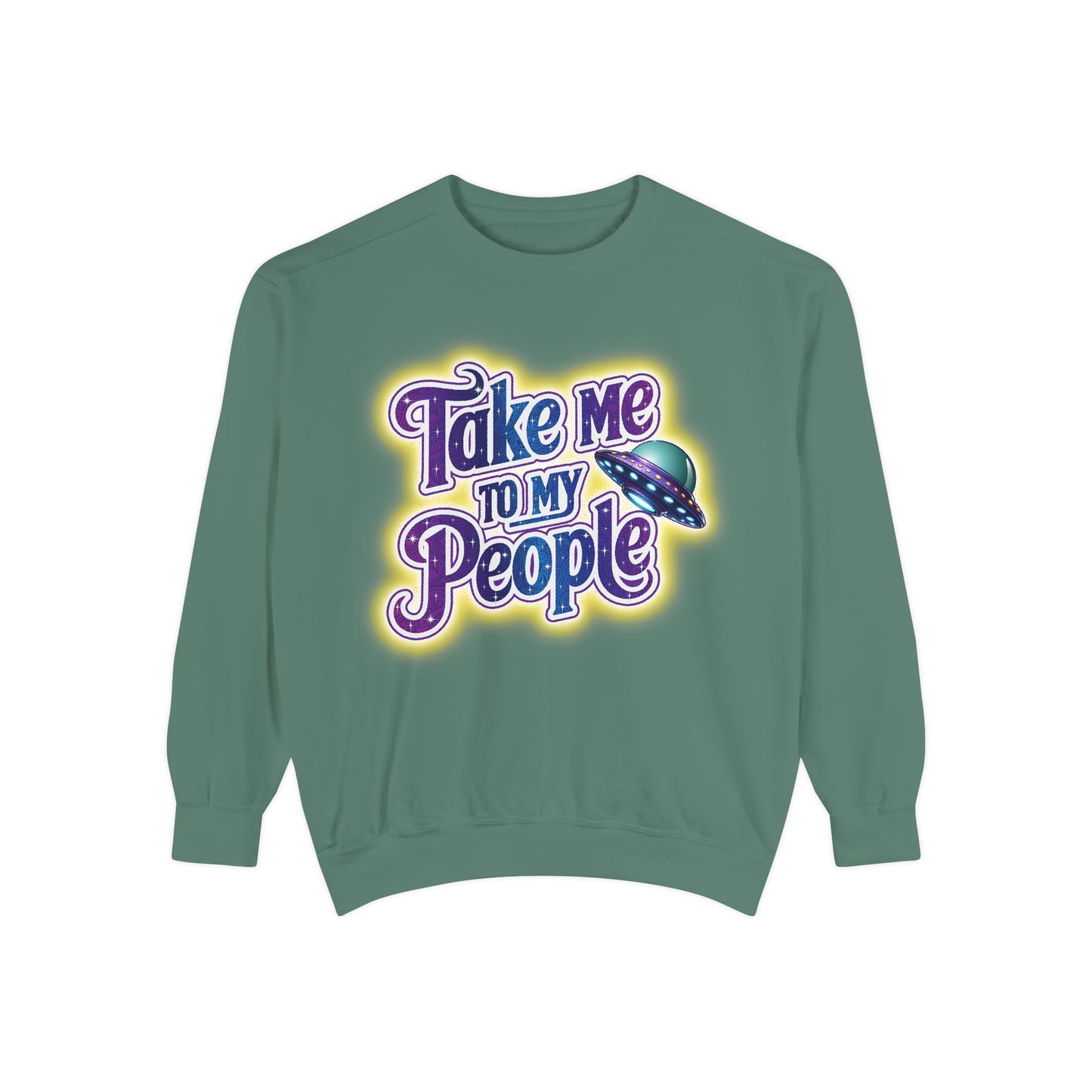 Take Me To My People Sweatshirt – Retro UFO Alien Pullover
