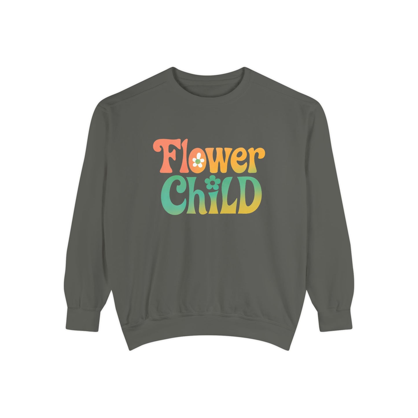 Flower Child Unisex Crewneck – Groovy Flower Power Comfort Colors Midweight Sweatshirt
