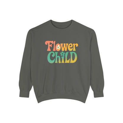 Flower Child Unisex Crewneck – Groovy Flower Power Comfort Colors Midweight Sweatshirt