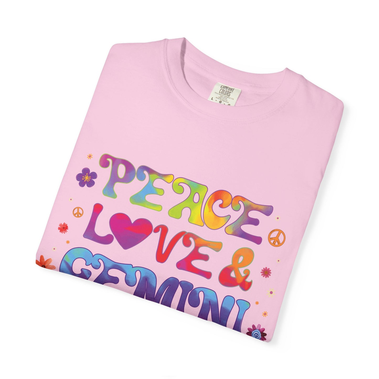 Peace Love & Gemini – Retro Groovy Zodiac Tee