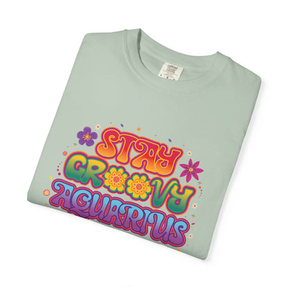 Stay Groovy Aquarius – Retro Flower Power Tee