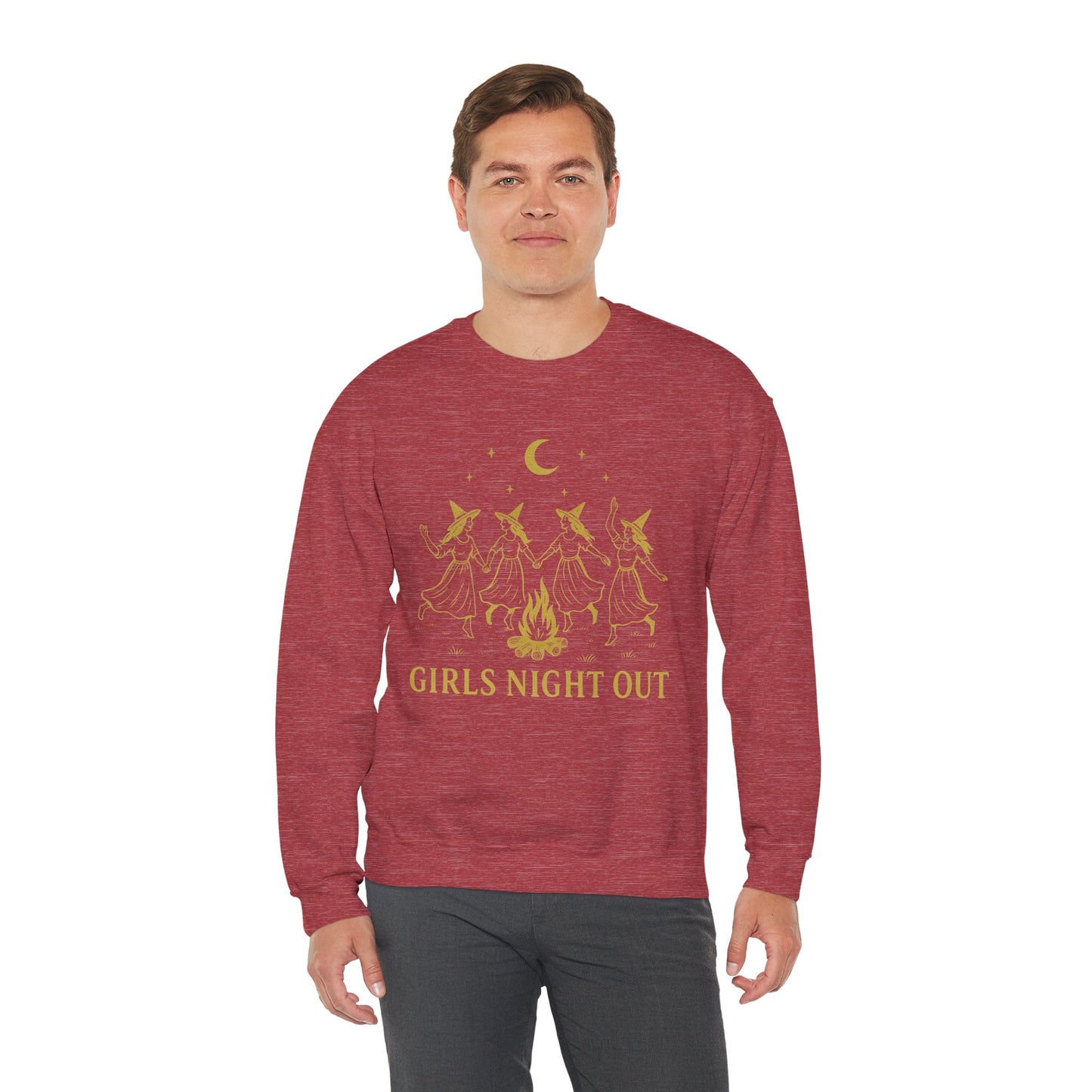 Girls Night Out Crewneck Sweatshirt – Dancing Witches Bonfire Graphic (Unisex)