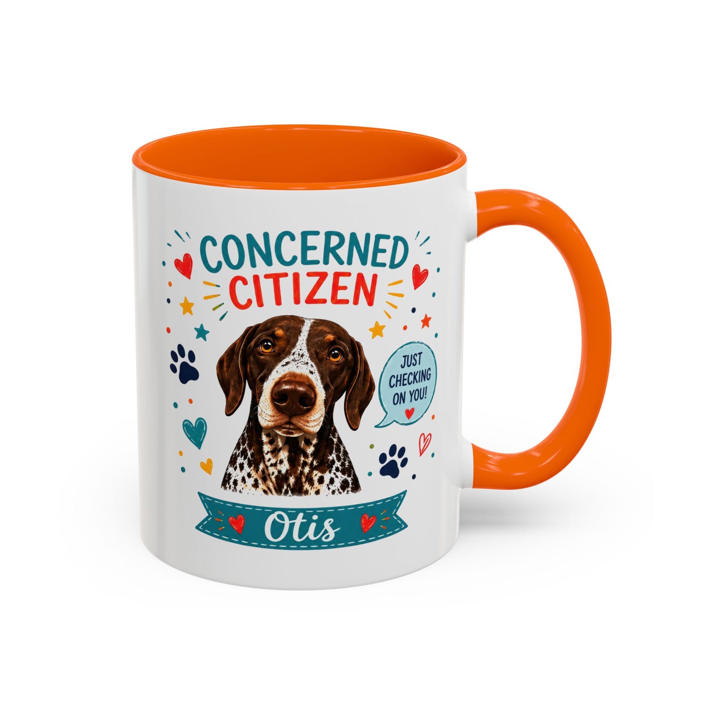 Personalized Dog Mug "Concerned Citizen" | Custom Pet Color Accent Mug with Dog Photo & Name | Funny Dog Lover Gift