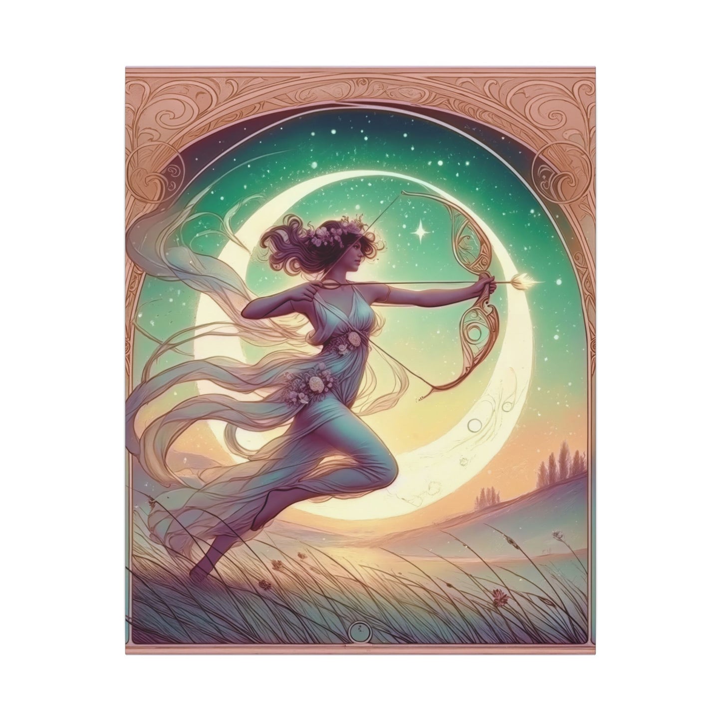 Artemis Rising – Celestial Archer Art Nouveau Wall Art