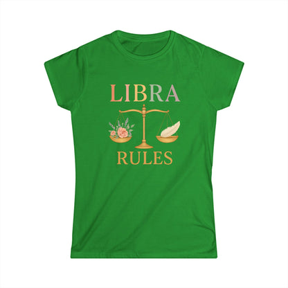 Libra Rules Women’s Softstyle Tee – Empowering Zodiac Celestial Shirt