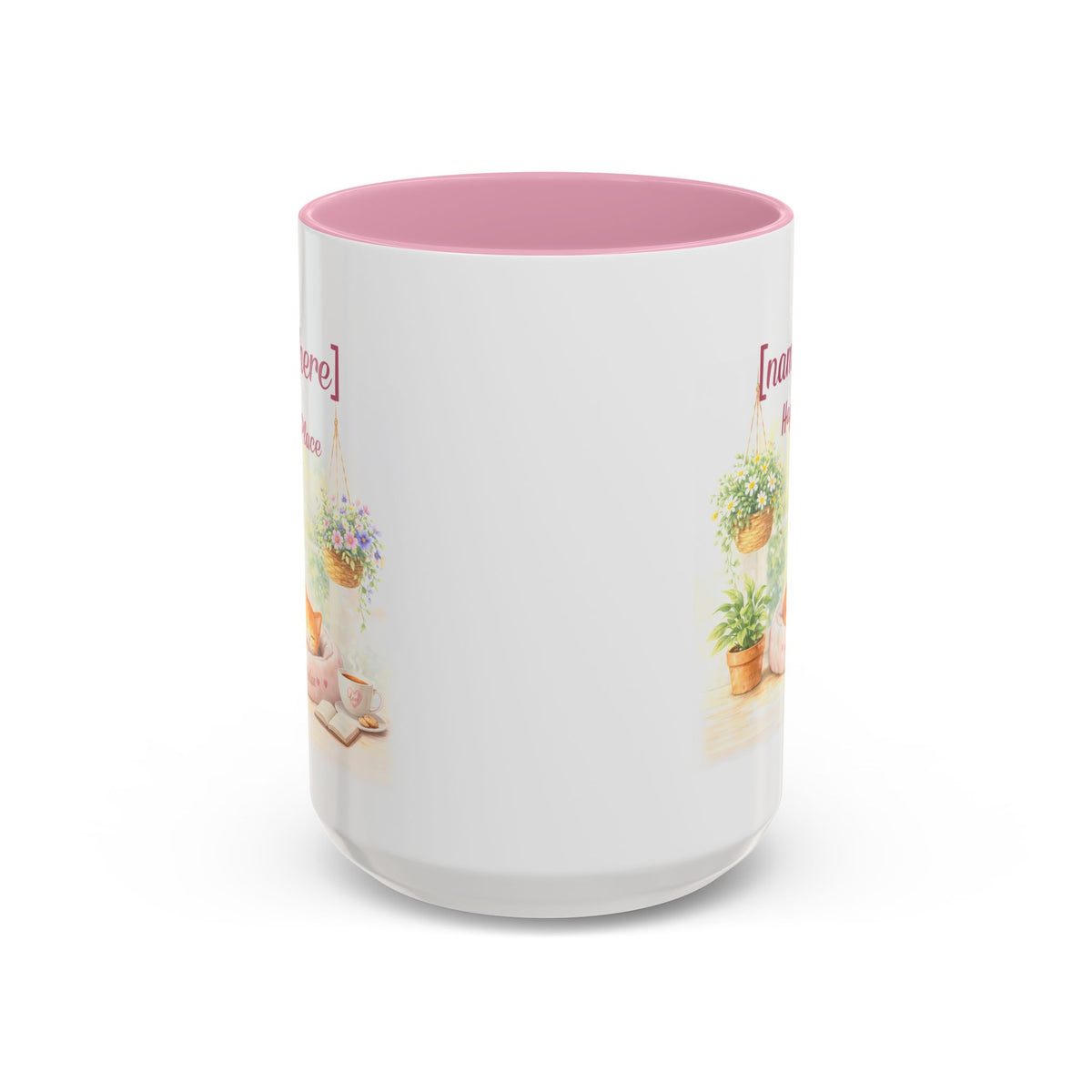 Personalized Name Cat Mug - Custom "Happy Place" Ceramic Mug for Cat Lovers