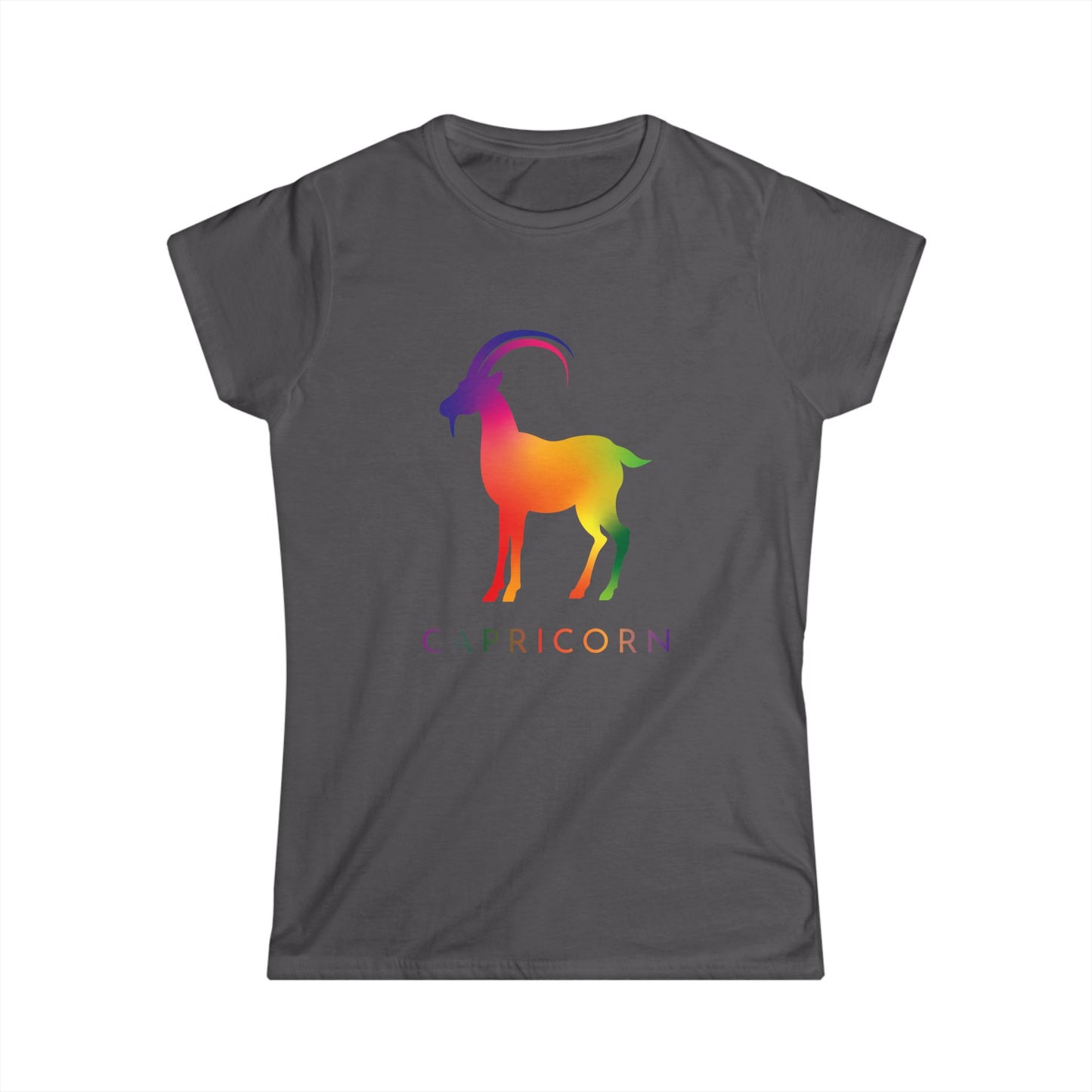 Capricorn Women’s Softstyle Tee – Empowering Rainbow Zodiac Shirt