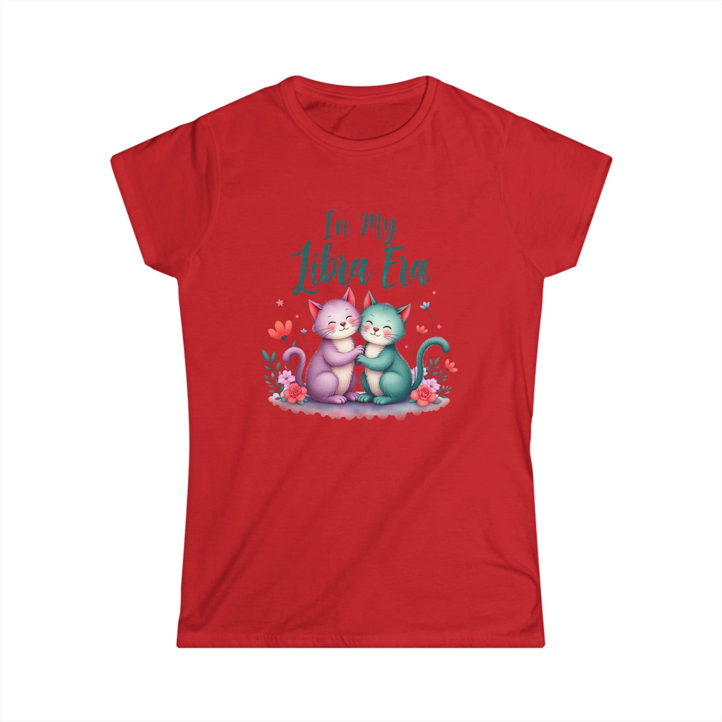 In My Libra Era Women’s Softstyle Tee – Empowering Zodiac Cat Shirt