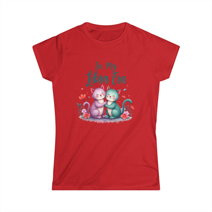 In My Libra Era Women’s Softstyle Tee – Empowering Zodiac Cat Shirt