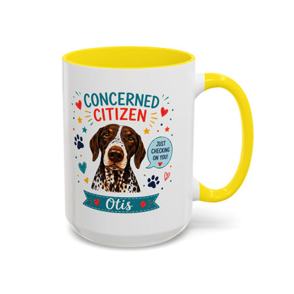 Personalized Dog Mug "Concerned Citizen" | Custom Pet Color Accent Mug with Dog Photo & Name | Funny Dog Lover Gift