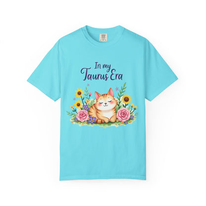 In My Taurus Era Tee – Colorful Zodiac Cat Shirt