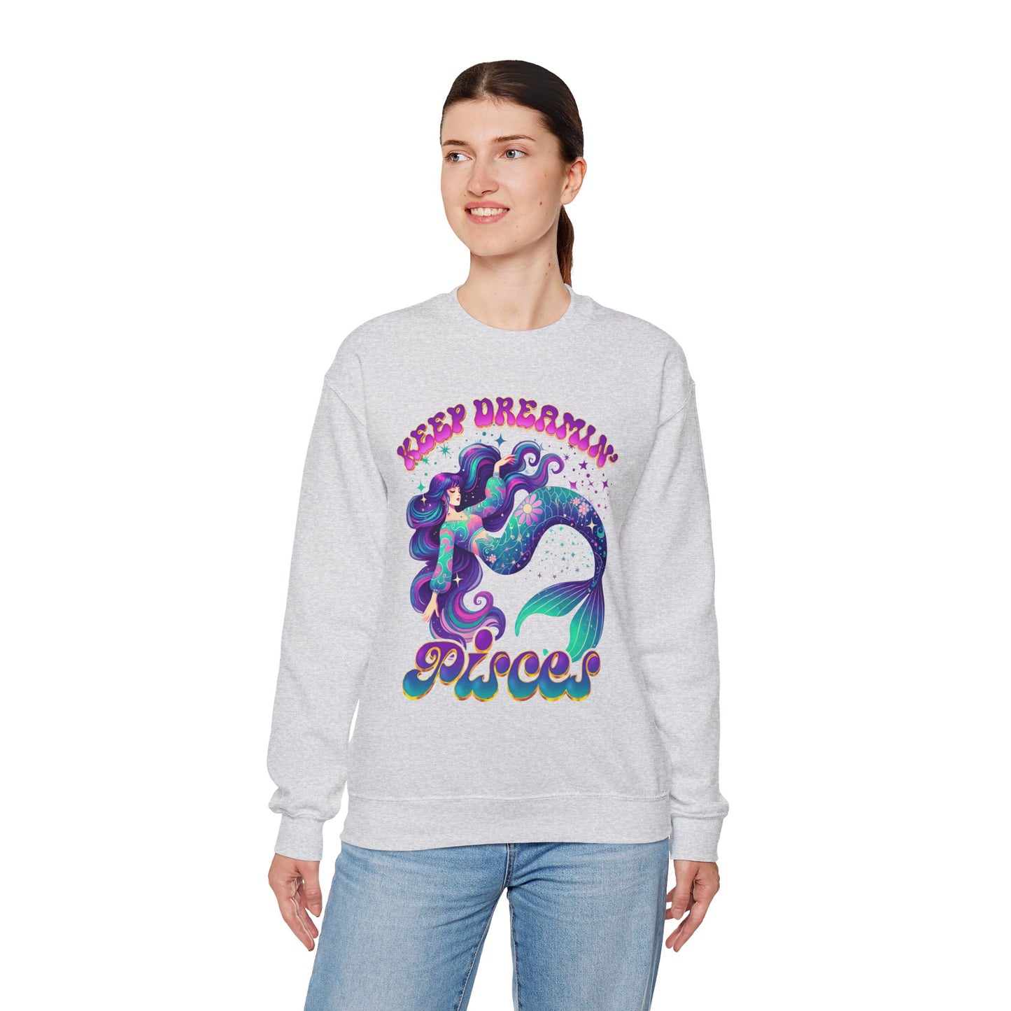 Keep Dreamin’ Pisces Sweatshirt | Celestial Mermaid Zodiac Crewneck | Cozy Astrology Gift for Dreamers | Water Sign Horoscope Apparel | Soft Star Sign Pullover