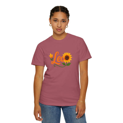 Leo Sunflower Tee – Retro Zodiac Shirt