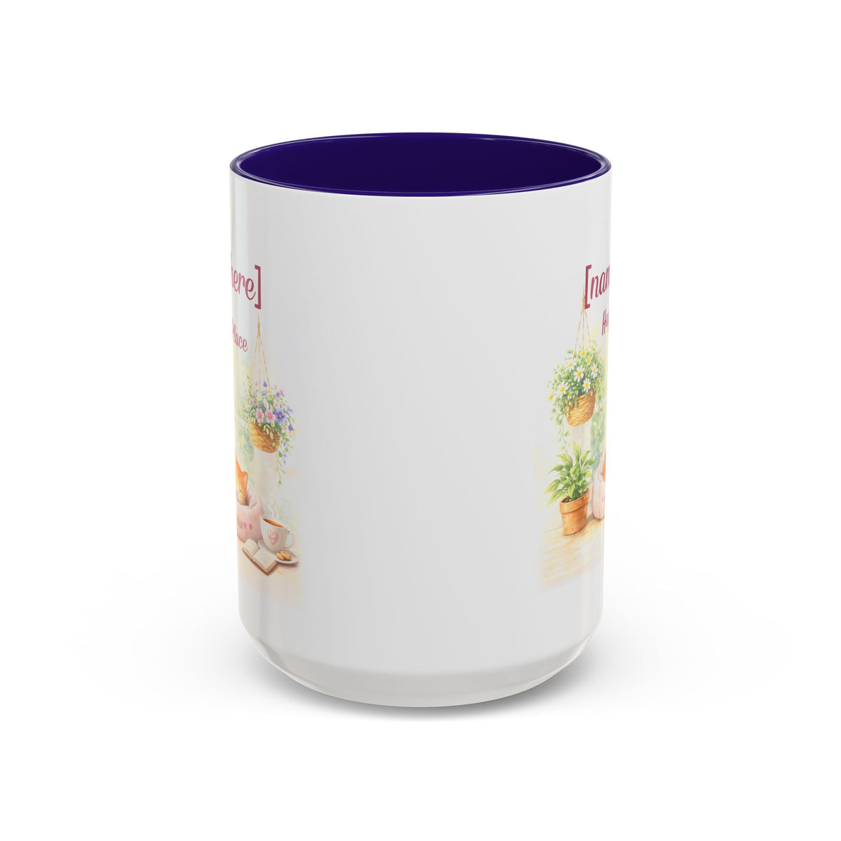 Personalized Name Cat Mug - Custom "Happy Place" Ceramic Mug for Cat Lovers