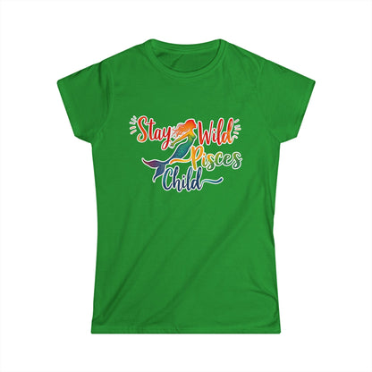 Stay Wild Pisces Child Women’s Softstyle Tee – Empowering Mermaid Zodiac Shirt