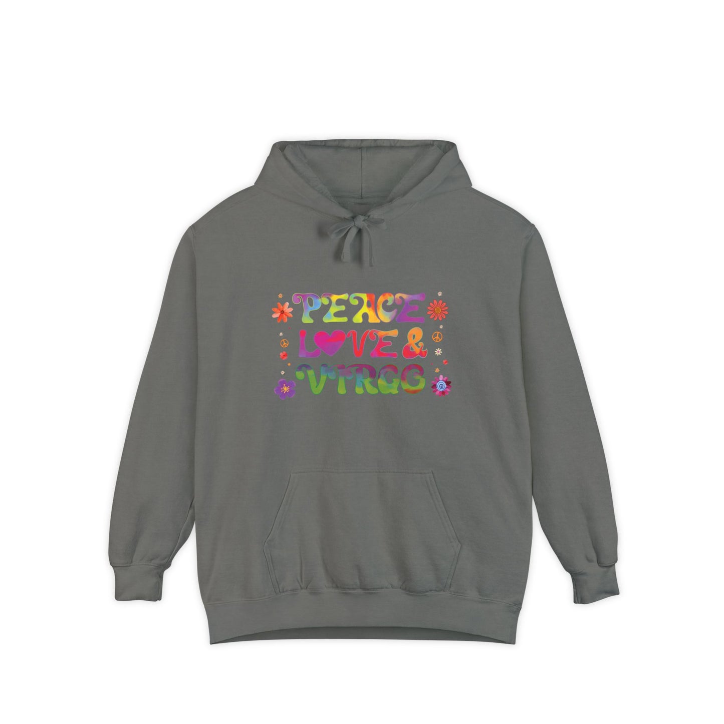 Peace Love & Virgo Unisex Hoodie – Groovy Retro Comfort Colors Midweight Hoodie