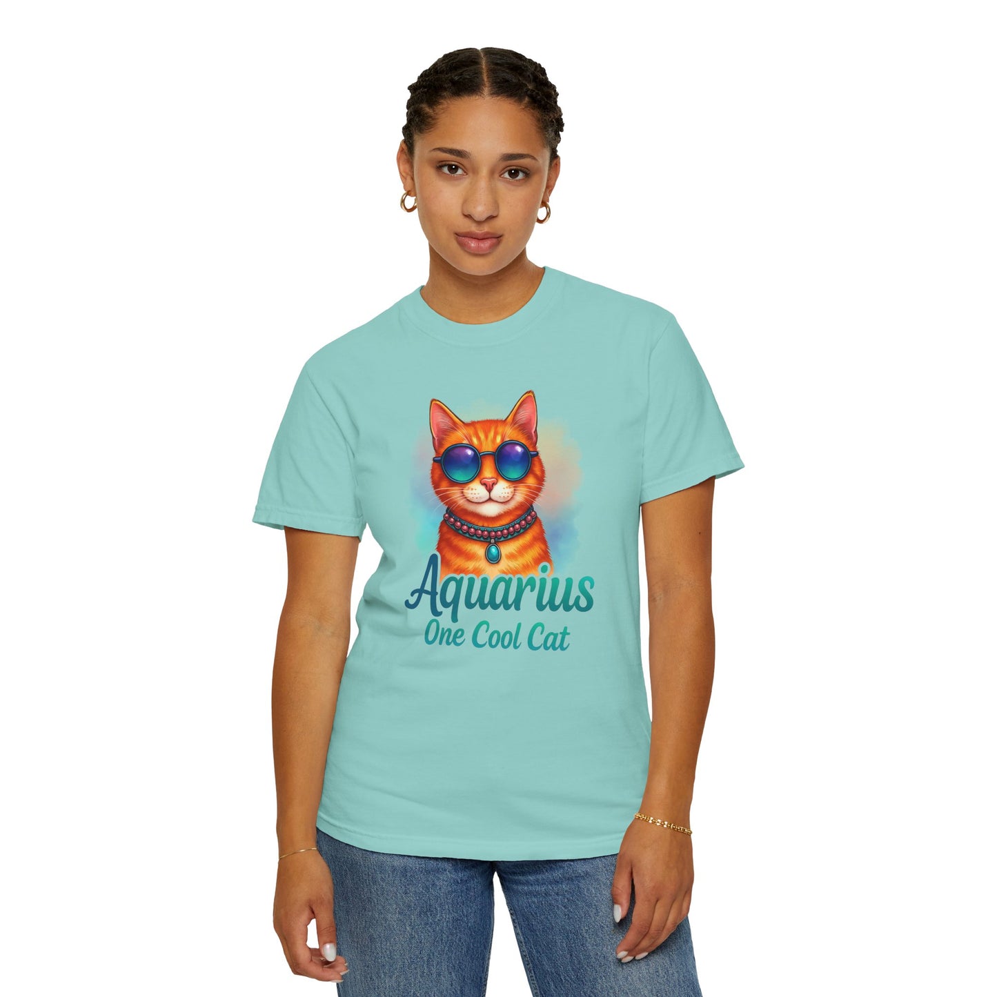 Aquarius One Cool Cat – Zodiac Kitty Vibes Tee