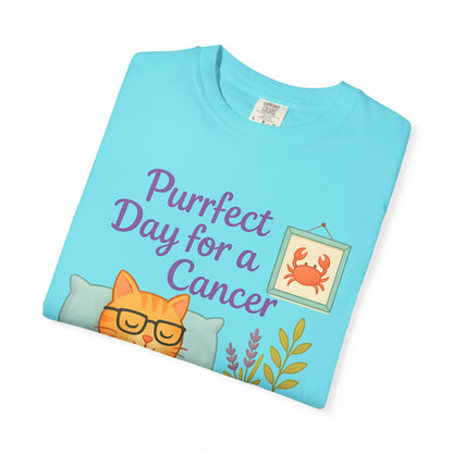 Purrfect Day for a Cancer – Funny Zodiac Cat Tee