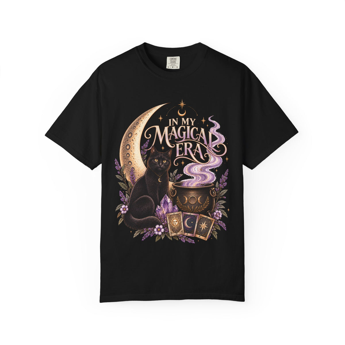 Witchy Floral Black Cat Shirt - In My Magical Era Vintage Celestial Tee