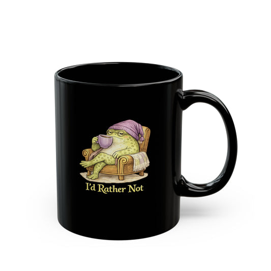 I’d Rather Not  - Funny Introvert Frog Mug | Cottagecore Homebody Mug | Cozy Witchy Tea Lover Gift | Black Mug