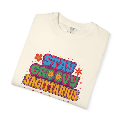 Stay Groovy Sagittarius – Retro Flower Power Zodiac Shirt