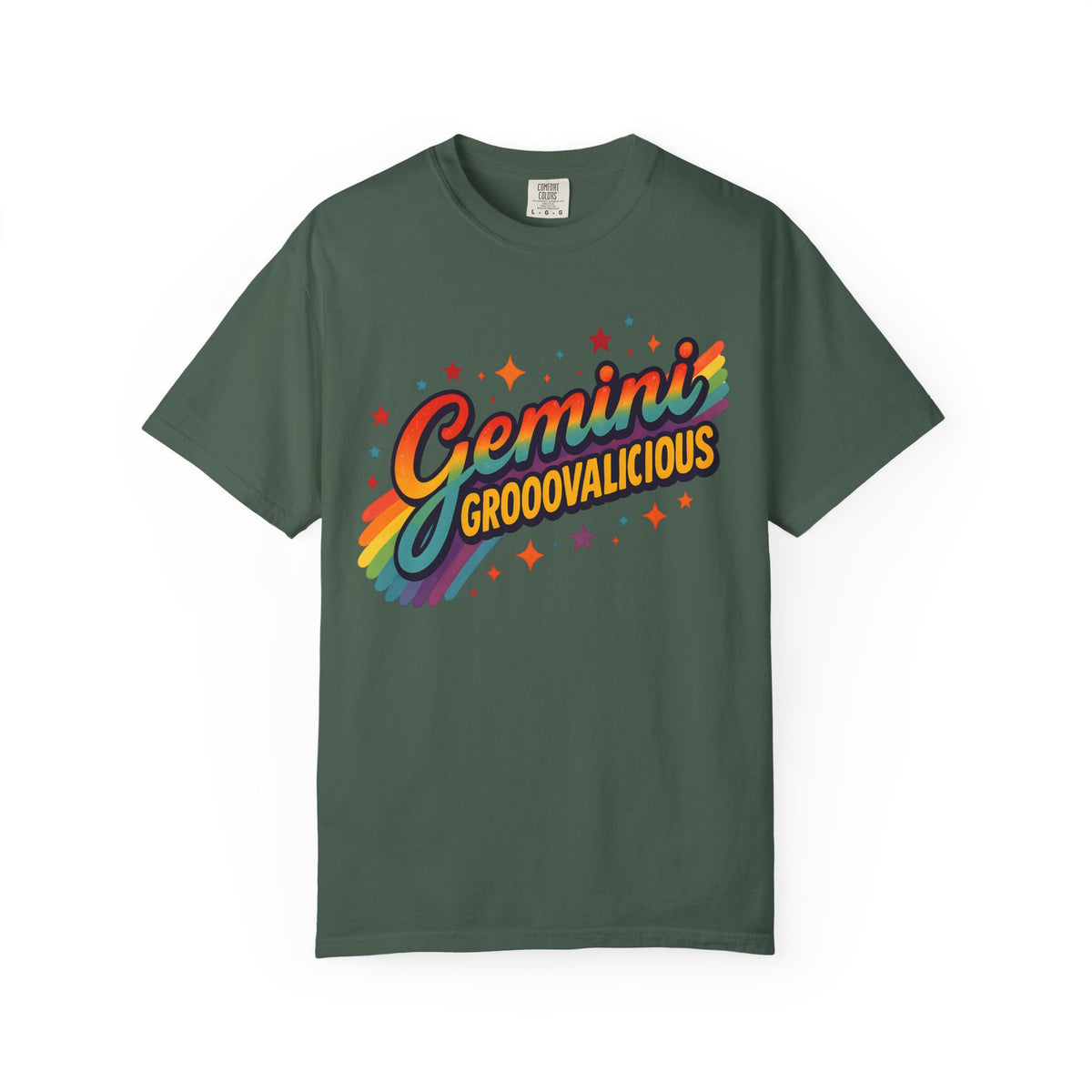 Gemini Groovalicious - Retro Disco Rainbow Zodiac Tee - Enchanted Sky