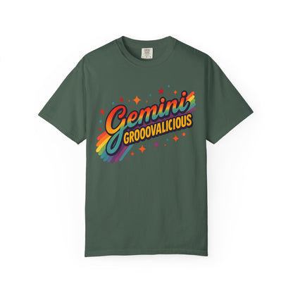 Gemini Groovalicious - Retro Disco Rainbow Zodiac Tee - Enchanted Sky