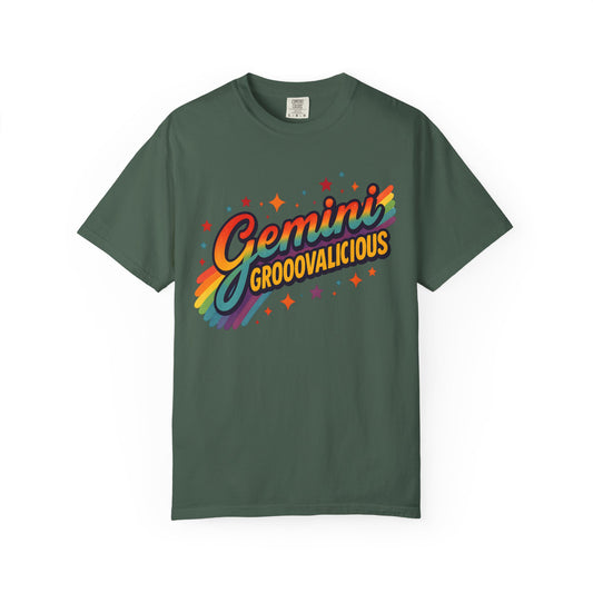 Gemini Groovalicious - Retro Disco Rainbow Zodiac Tee - Enchanted Sky