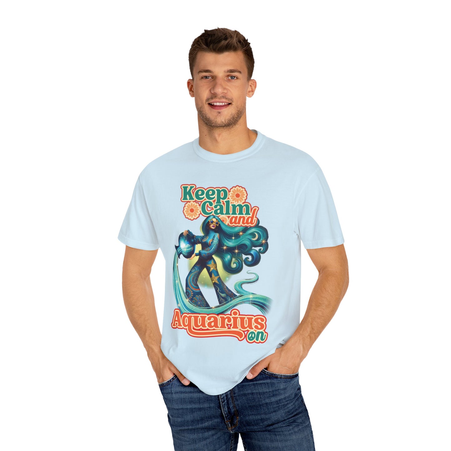 Keep Calm and Aquarius On – Retro Water Bearer Zodiac Tee