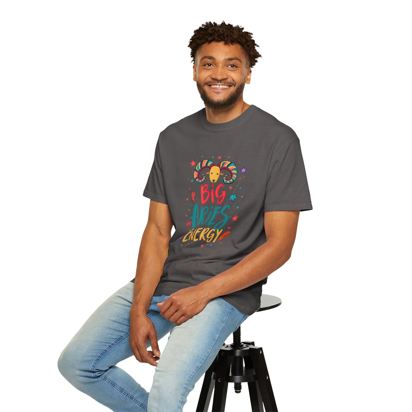 Big Aries Energy Tee – Colorful Fun Zodiac Shirt
