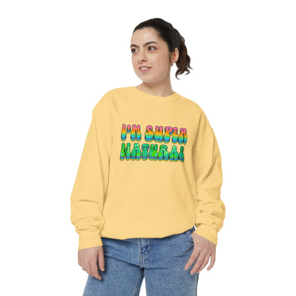 I’m Super Natural Unisex Crewneck – Empowering Retro Comfort Colors Midweight Sweatshirt