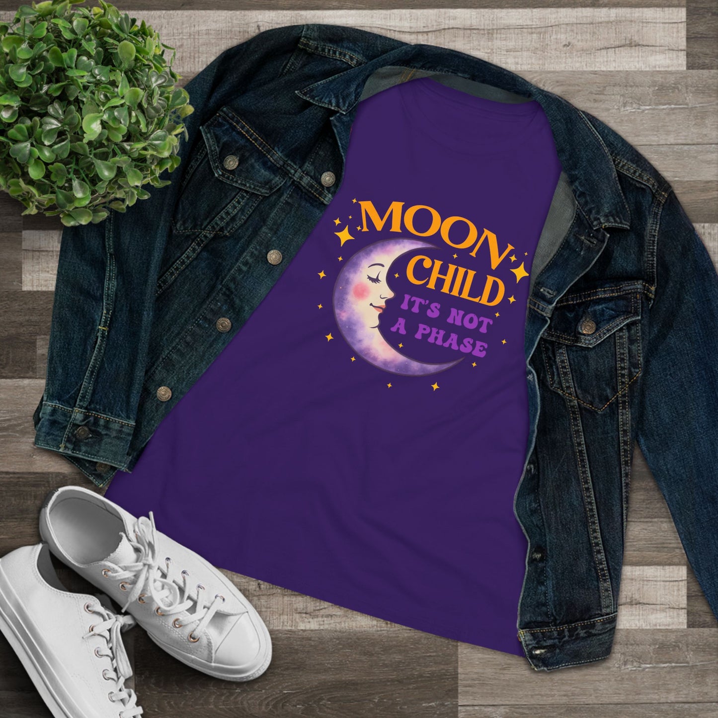 Moon Child It's Not A Phase Women’s Relaxed Tee – Empowering Celestial Colorful Shirt