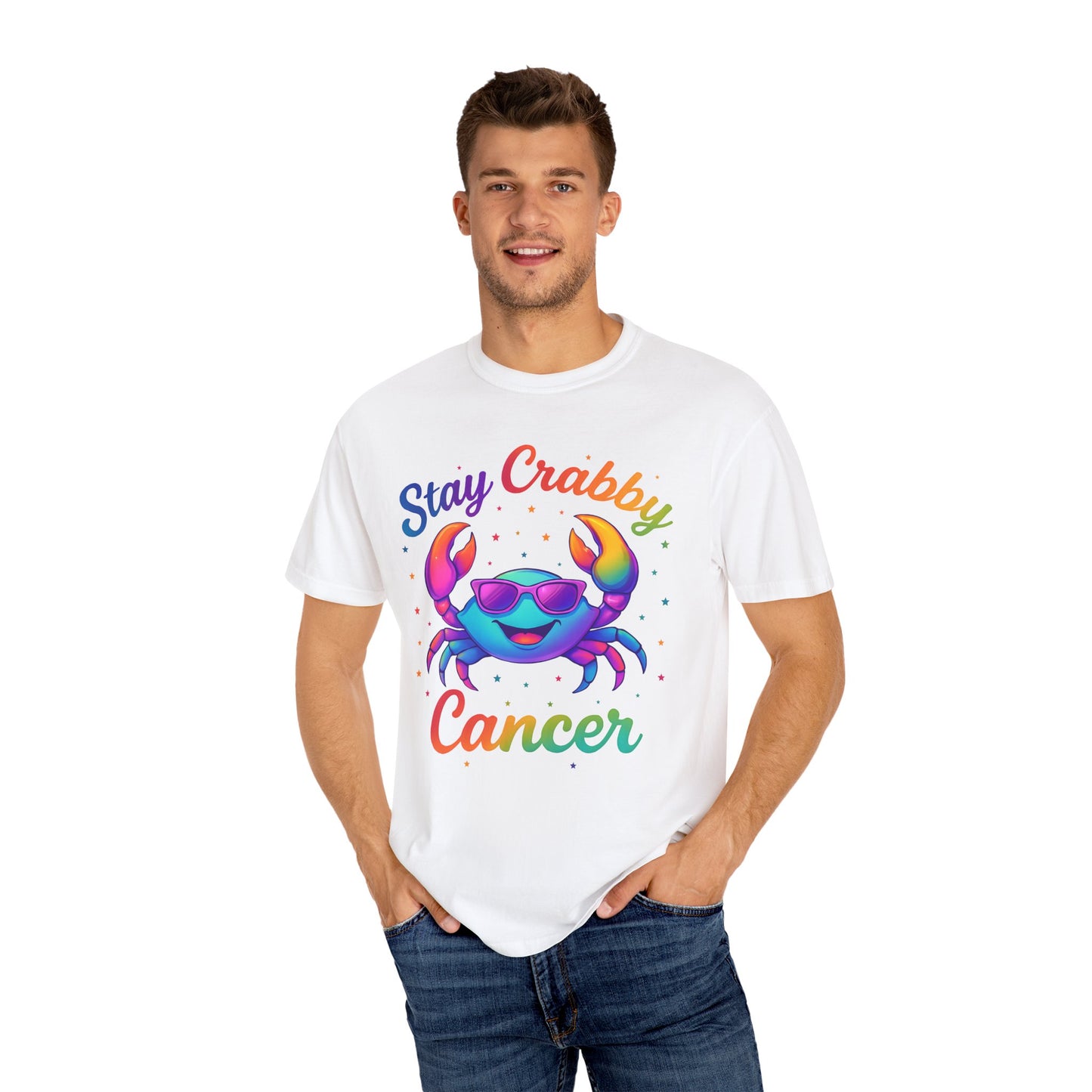Stay Crabby Cancer – Rainbow Retro Crab