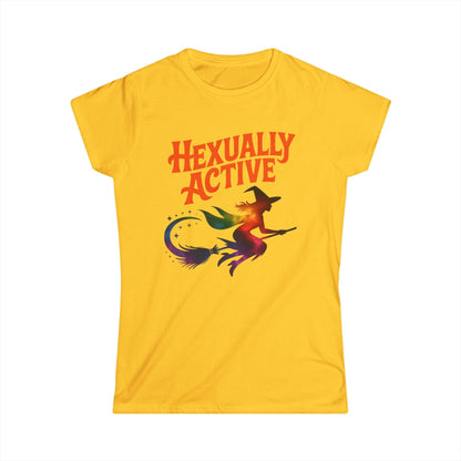 Hexually Active Women’s Softstyle Tee – Funny Magical Witch Shirt