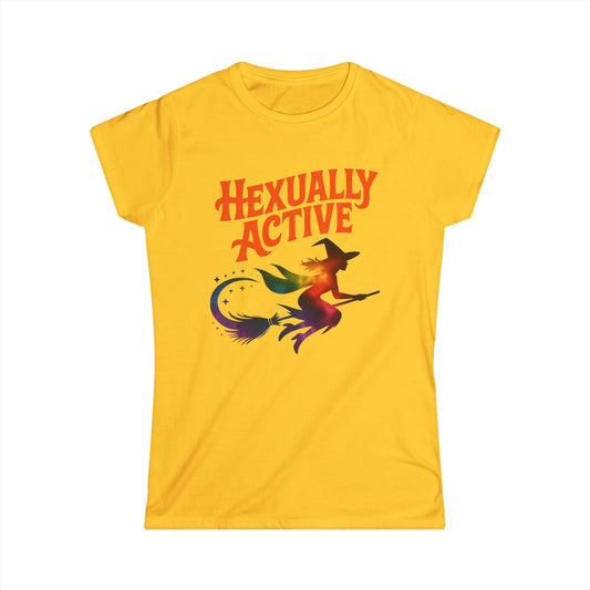 Hexually Active Women’s Softstyle Tee – Funny Magical Witch Shirt