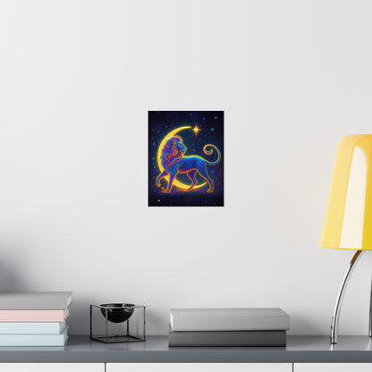 Luminous Lion – Crescent Moon Wall Art Print (Leo Zodiac Inspired)