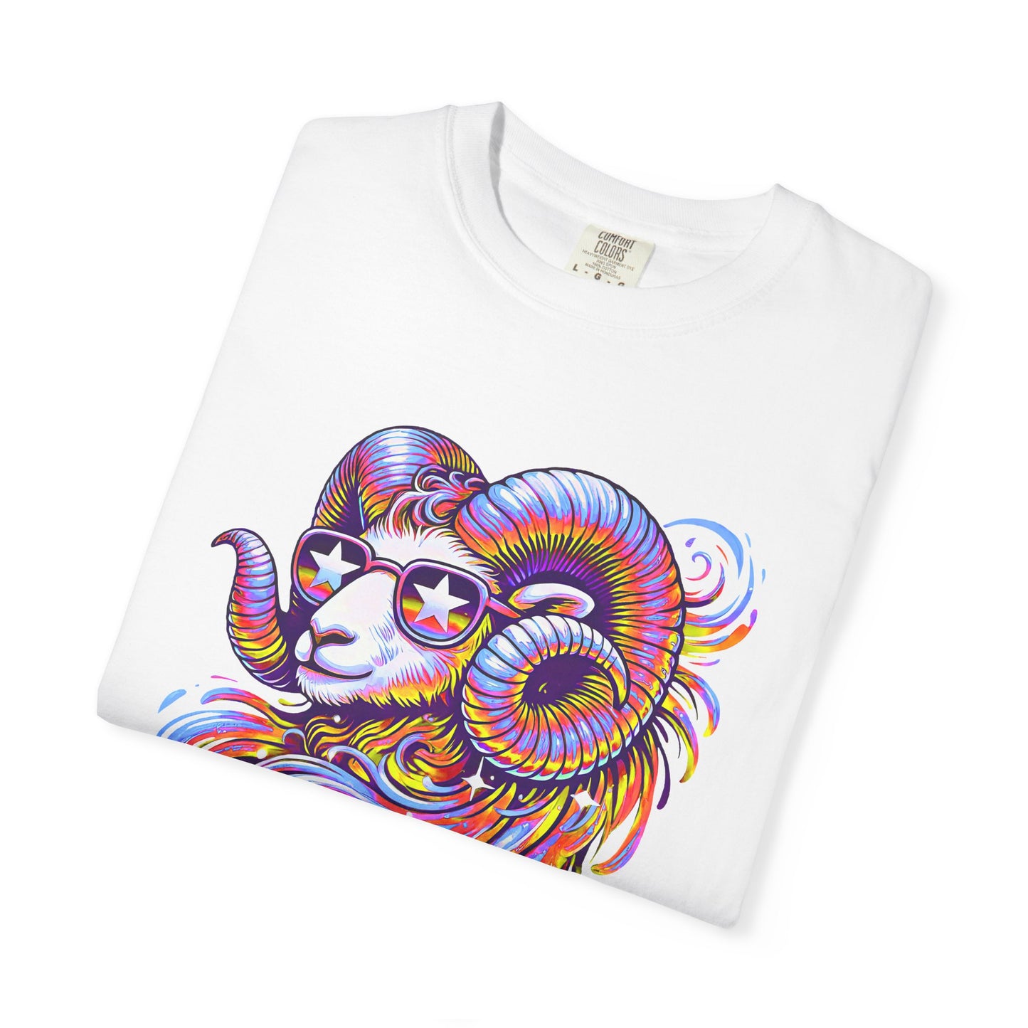 Psychedelic Aries Ram Tee – Retro Multicolor Zodiac Shirt