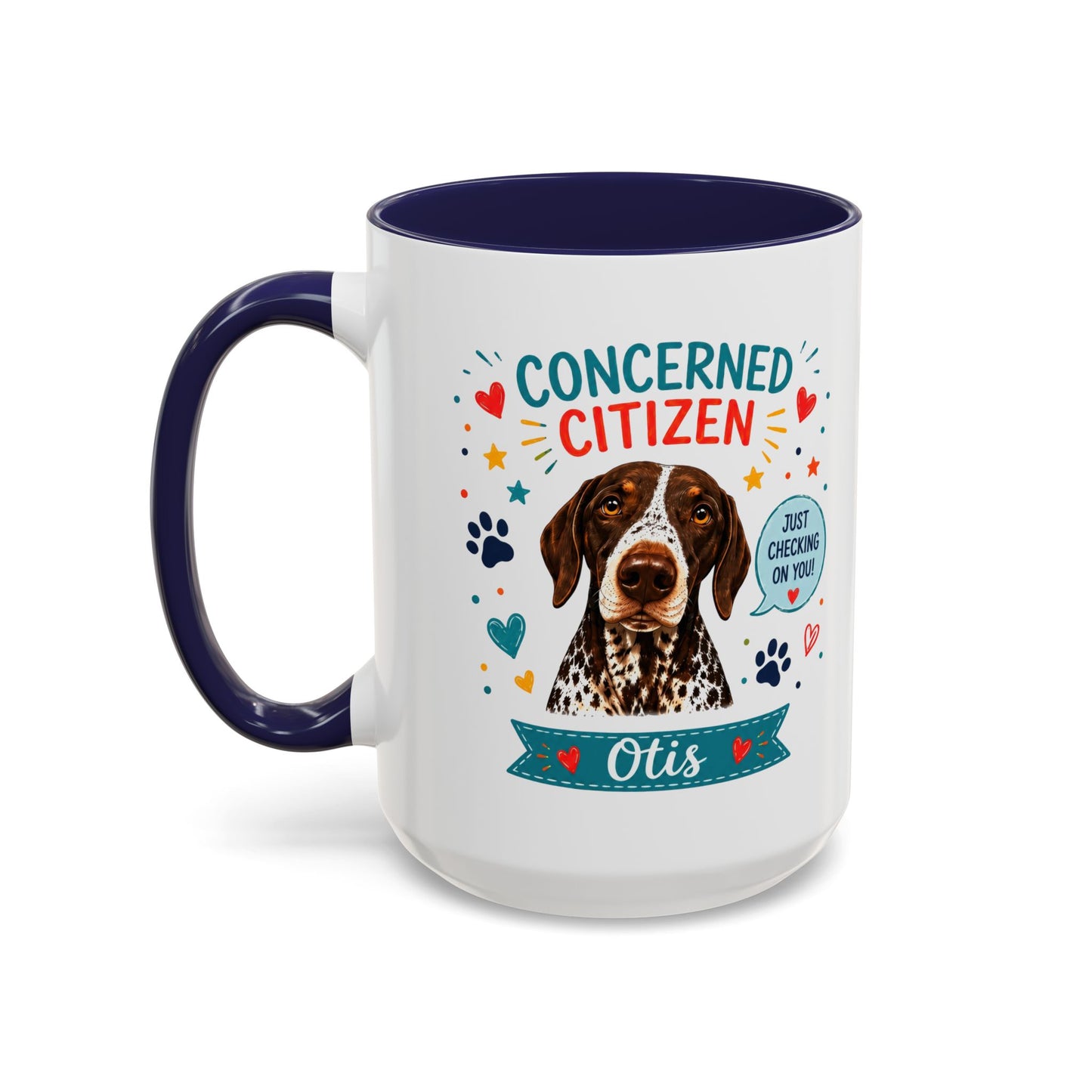 Personalized Dog Mug "Concerned Citizen" | Custom Pet Color Accent Mug with Dog Photo & Name | Funny Dog Lover Gift