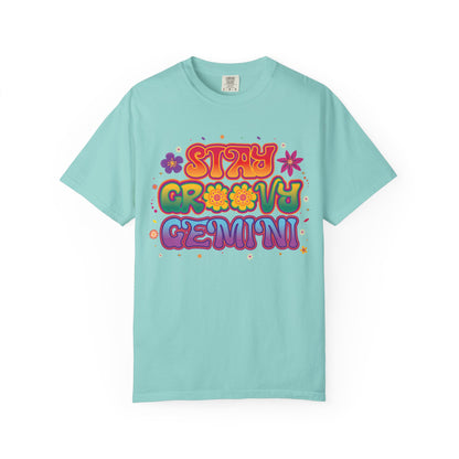 Stay Groovy Gemini – Flower Power Retro Zodiac Tee
